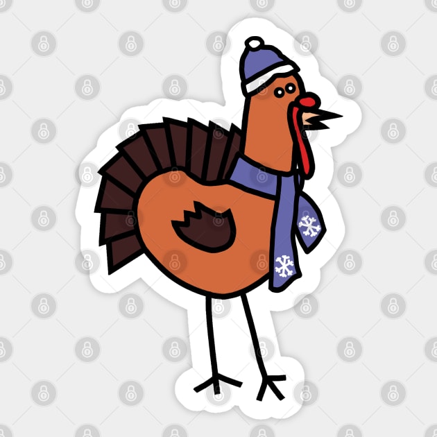 Thanksgiving Turkey Winter Periwinkle Hat and Scarf Sticker by ellenhenryart